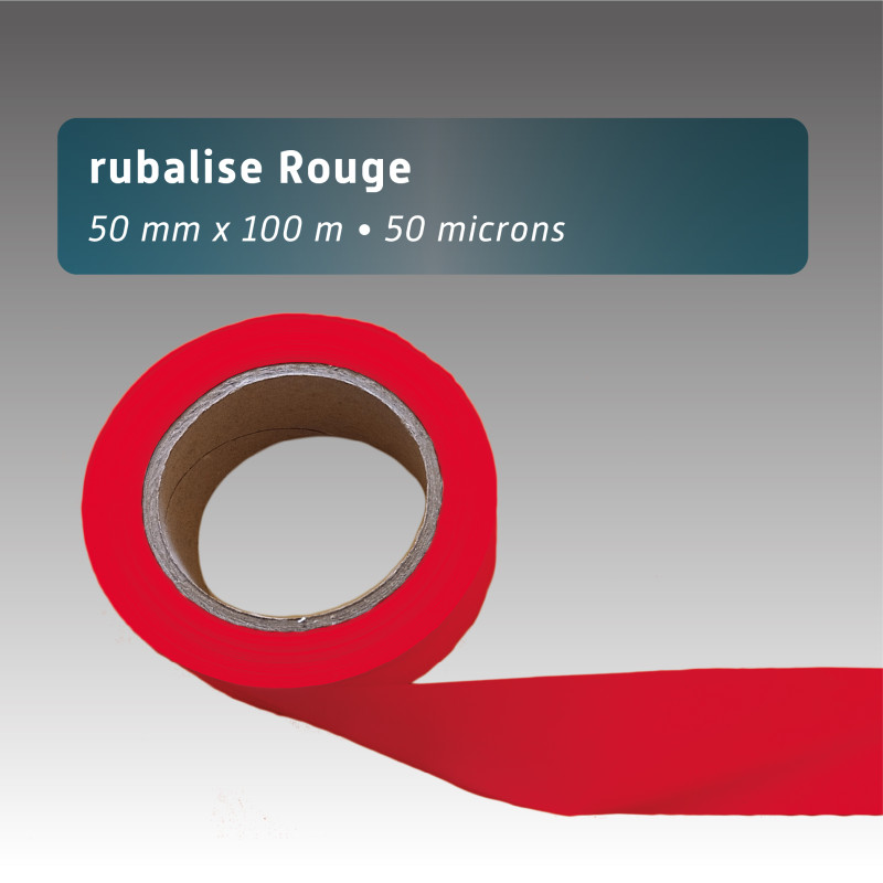 Rubalise plastique unie rouge 50mm*100m